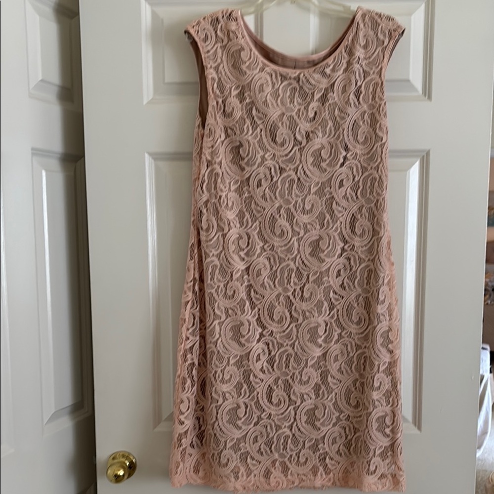 Connected Apparel Pink Sheath Dress Sleeveless Crew Neck